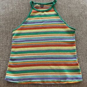 SHEIN Multicolor Striped Halter Top, Size M